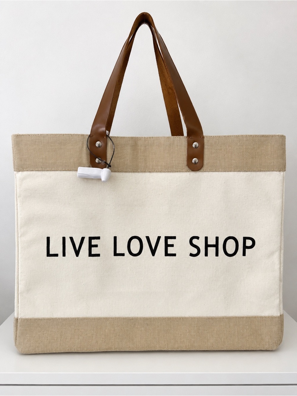 Canvas Tote Bag Live Love Shop Large Utility Beach Teacher Market Bag NWT
